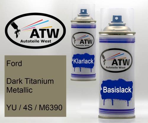 Ford, Dark Titanium Metallic, YU / 4S / M6390: 400ml Sprühdose + 400ml Klarlack - Set, von ATW Autoteile West.